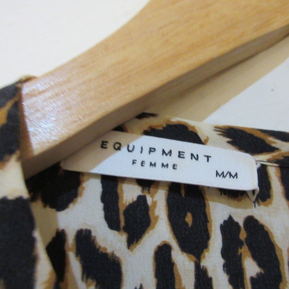 Equipment Womens 100% Silk Tunic Top Mini Dress size M Leopard Animal Print - Picture 2 of 10